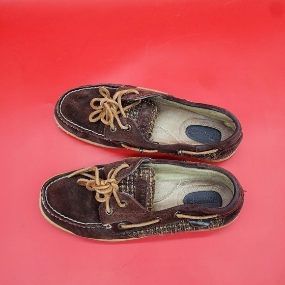 Sperry Top Siders Womens 7.5 Dark Brown Leather Boat Shoes - Picture 4 of 14